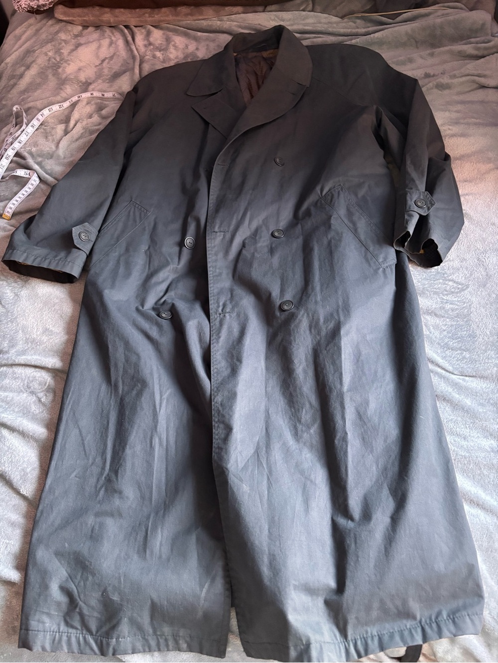 Men's grey Double-Breasted Mabrun Italy Trench Coat - Classic Long Overcoat